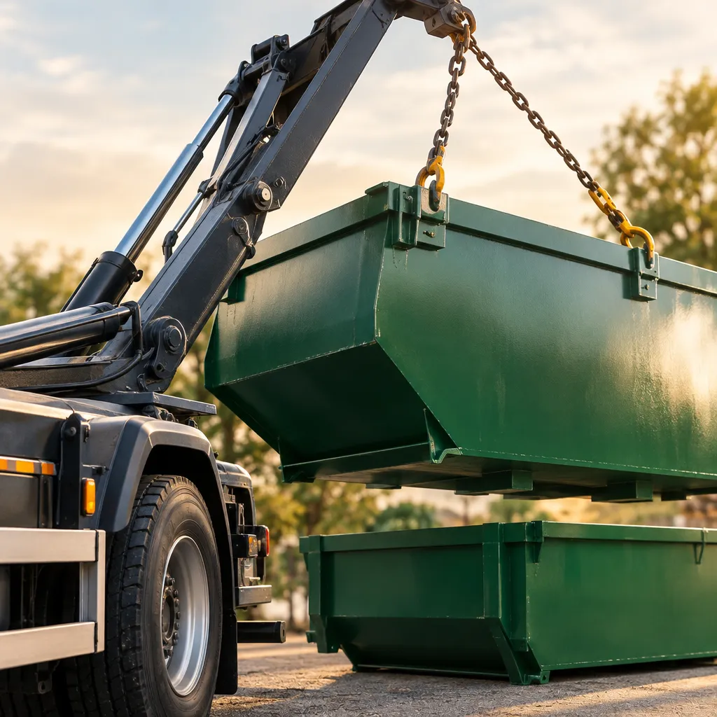 Camion Speedbenne en livraison et installation d'une benne dans le Bas-Rhin